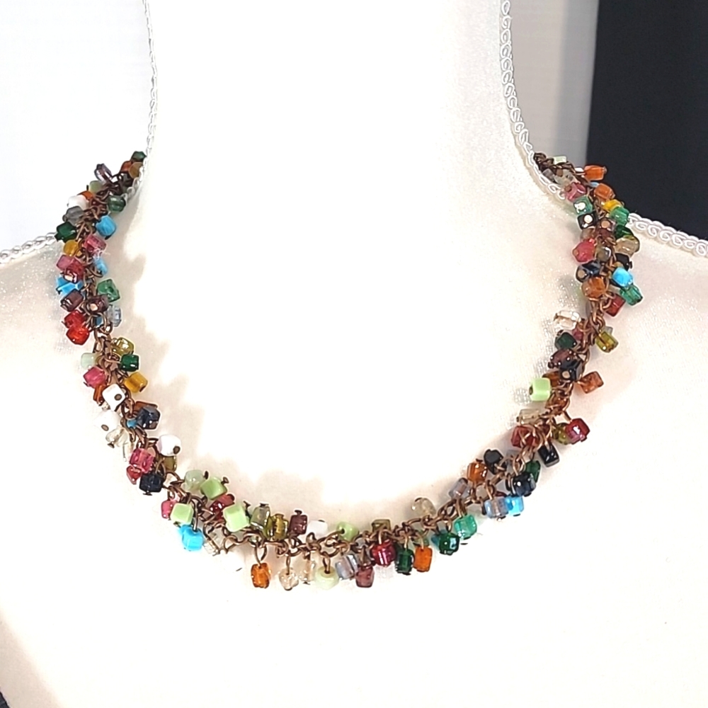Vintage Indian Square Beaded Necklace